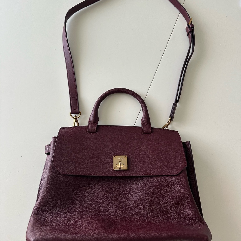 MCM Milla Handbag in Burgundy Leather